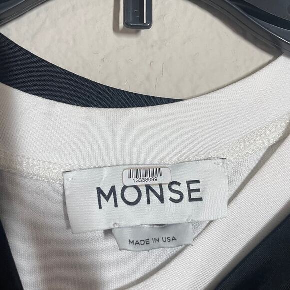 Monse Size 4 Double Layer Twisted Top Black White One Shoulder Crew Neck - Picture 7 of 8